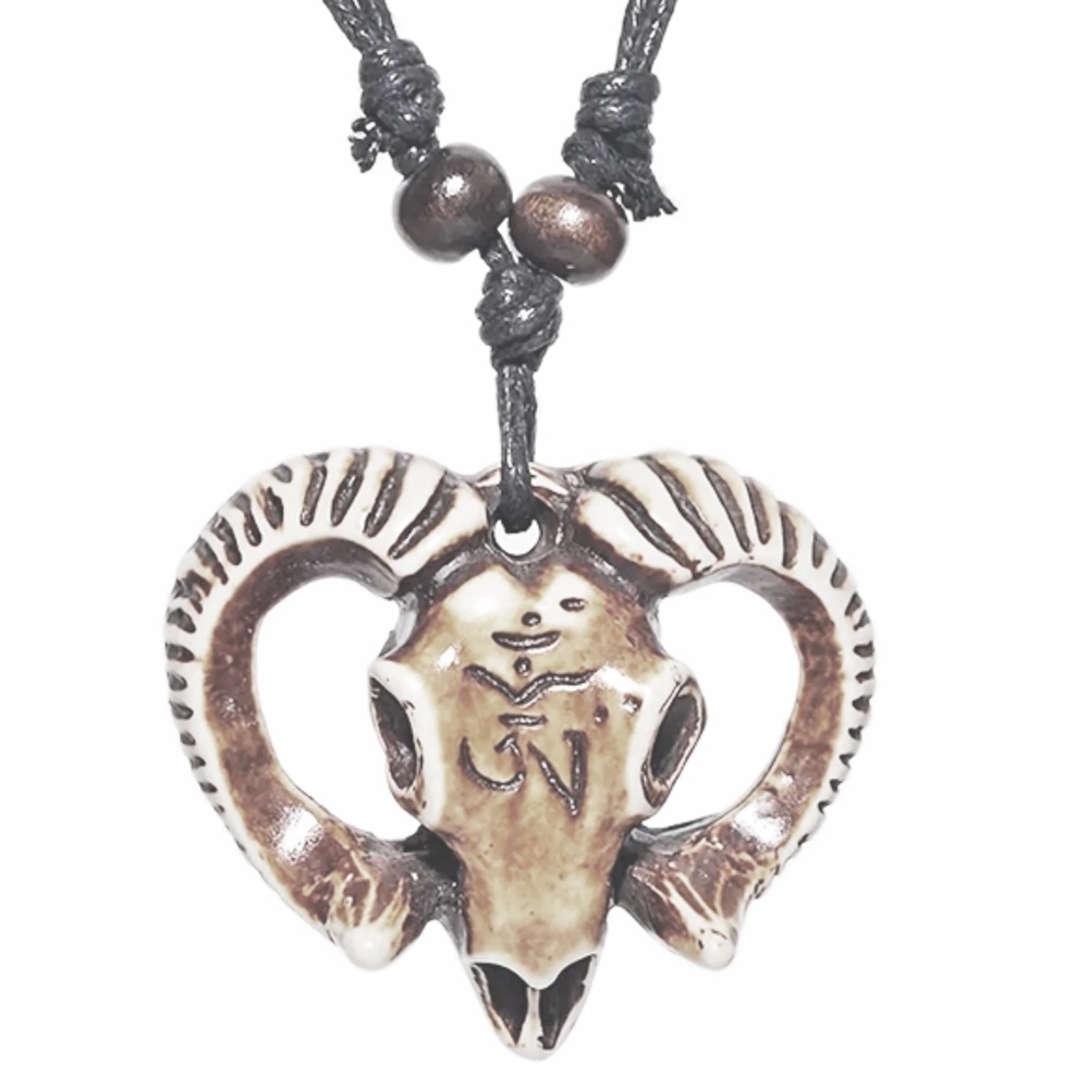 Resin Sheep Skull Bone Design Necklace Pendant